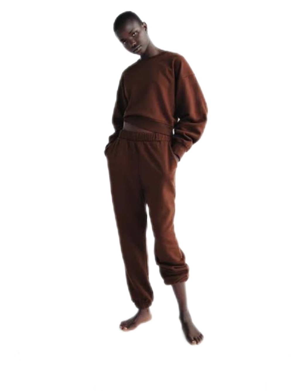 Zara Cozy 2 Piece Chocolate Brown Jogger Set
